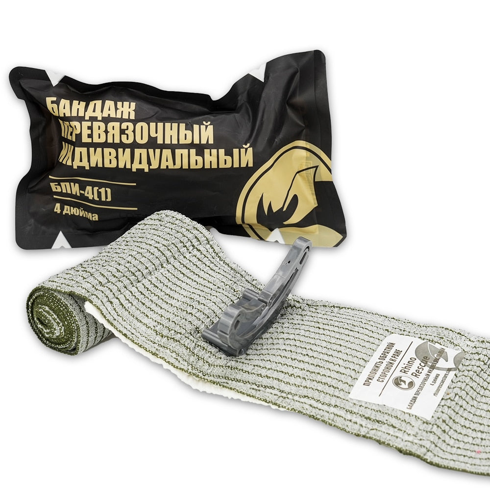 Rhino Rescue 4/6in Israeli Bandage Wound Dressing Emergency Combat Compression Tactical First Aid IFAK Trauma Military Medical