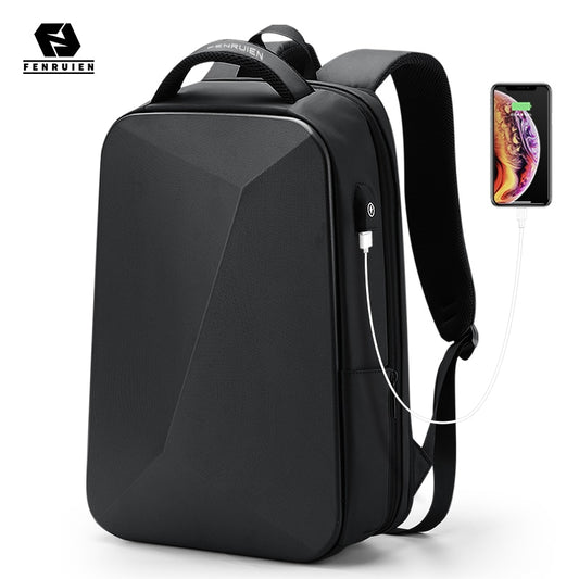 Fenruien العلامة التجارية محمول على ظهره مكافحة سرقة مقاوم للماء حقائب مدرسية USB شحن رجال الأعمال حقيبة سفر على ظهره تصميم جديد 
