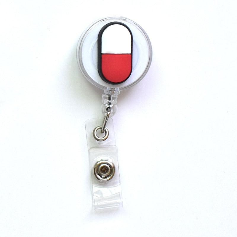 Cheap 1PC Creative Resin Rose Shape Retractable Nurse Badge Doctor ID Card Badge  Holder Anti-Lost Clip Key Ring Lanyards Office Supply